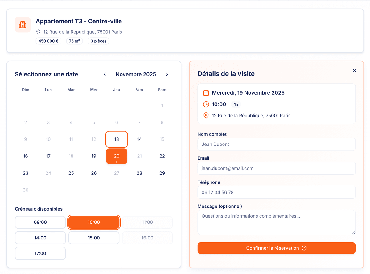 Aperçu de Système de réservation de visites